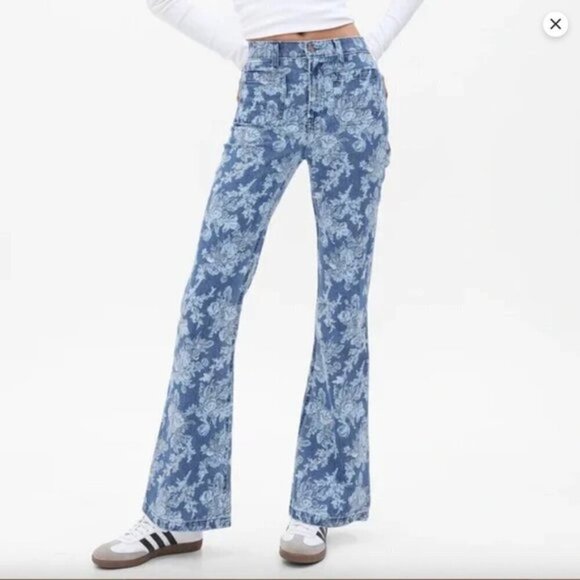 NWT Gap X LoveShackFancy High Rise Floral Flare Jeans Women Size 28 - Picture 1 of 15
